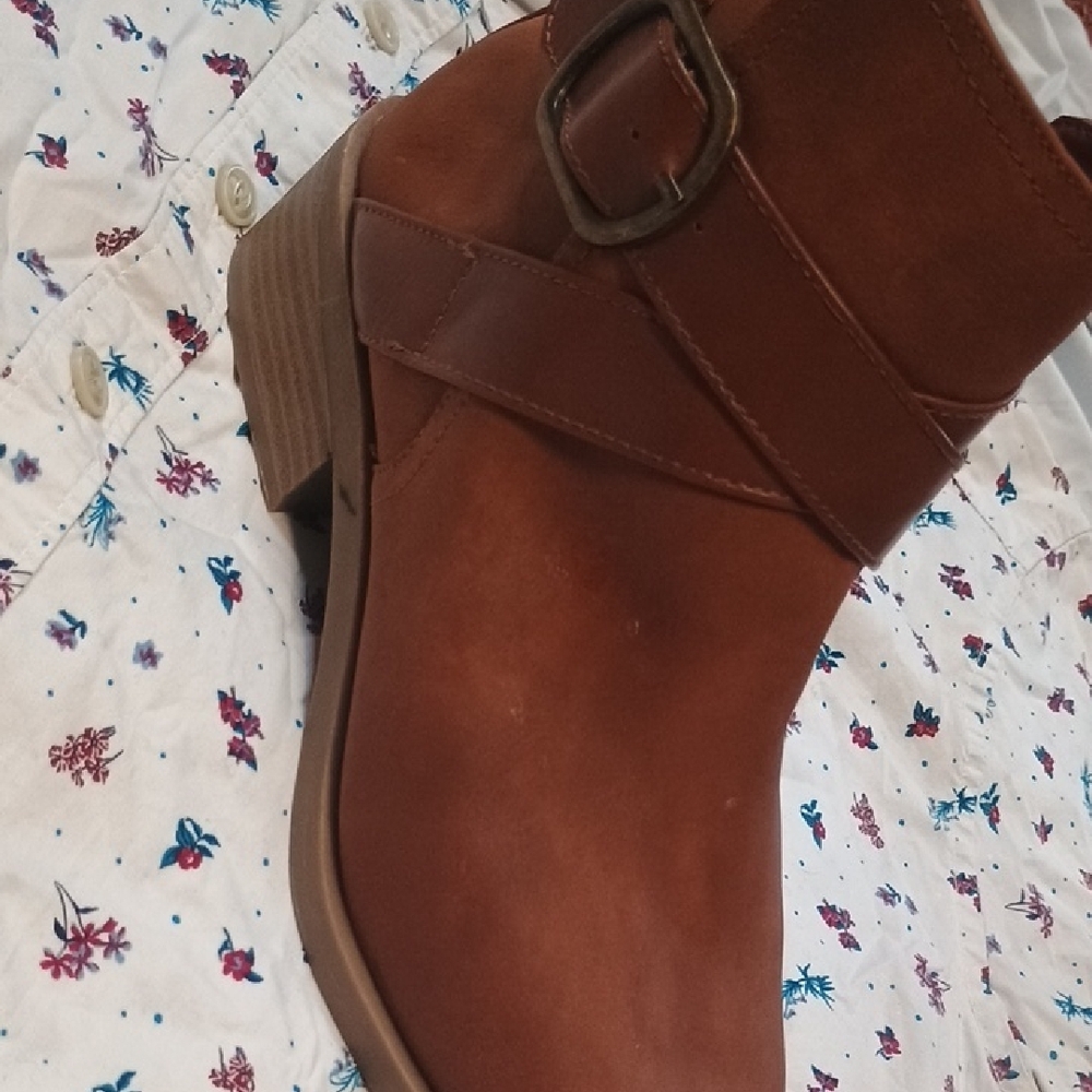 Time and Tru Brown Ankle Boots with Subtle Strap Detail